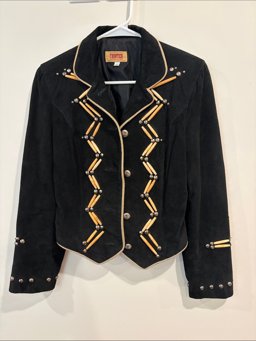 Black Suede Embellished Women's Blazer